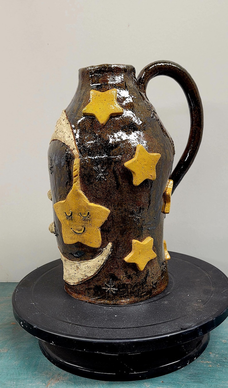 Southern Folk Art Moon and Stars Jug - Etsy