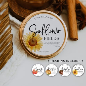 Fall Candle Labels Template Round Candle Label Template Editable Candle Label Design Customizable Candle Label Template Canva Candle Sticker