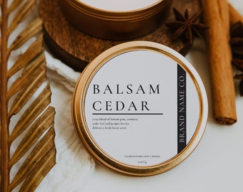 Round Candle Label Template, Editable Candle Lid Sticker Label, Pre designed Circular Modern Candle Label Template Instant Download