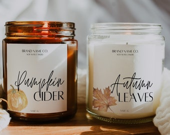 Fall Candle Label Template, Editable Candle Label Design, Customizable Candle Label Template, Modern Candle Label, Minimalist Label Design
