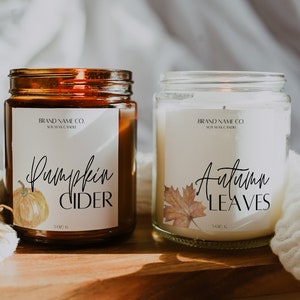 Fall Candle Label Template, Editable Candle Label Design, Customizable Candle Label Template, Modern Candle Label, Minimalist Label Design