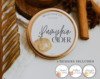 Fall Candle Label Template, Round Candle Label Template, Editable Candle Label Design, Customizable Candle Label Template, Candle Sticker