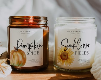 Fall Candle Label Template, Editable Candle Label Design, Customizable Candle Label Template, Modern Candle Label, Minimalist Label Design