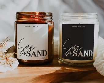 Summer Candle Label Template, Editable Candle Label Design, Retro Label Design, Customizable Candle Label Template, Candle Sticker