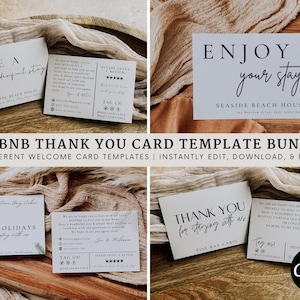Airbnb Host Thank You Card Template, Airbnb Host Editable Welcome Card For Guests, Editable Canva Airbnb Rental Template Bundle