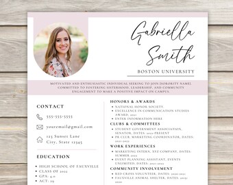 Pink Sorority Resume Template Etsy, Easy to Edit Sorority Resume Template, Sorority Rush and Cover Letter, Unique Sorority Recruitment Pack