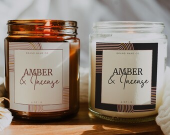 Retro Candle Label Template, Editable Candle Label Design, Minimal Label Design, Customizable Candle Label Template, Candle Sticker