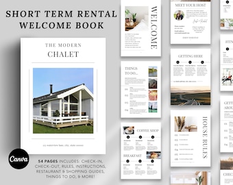 Airbnb Welcome Book Template, House Host Manual Guidebook Template, Guest Book Canva Template, Short Term Rental Vacation Rental Template