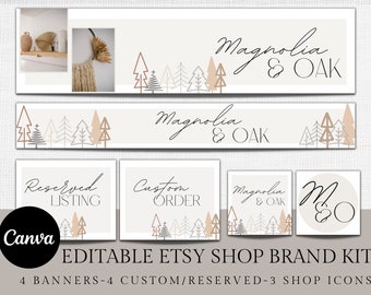 Kit de vacances Etsy Shop Graphic Bundle, Etsy Banner Template, DIY Etsy Store Branding, Editable Etsy Store Banner, Etsy Store Slider