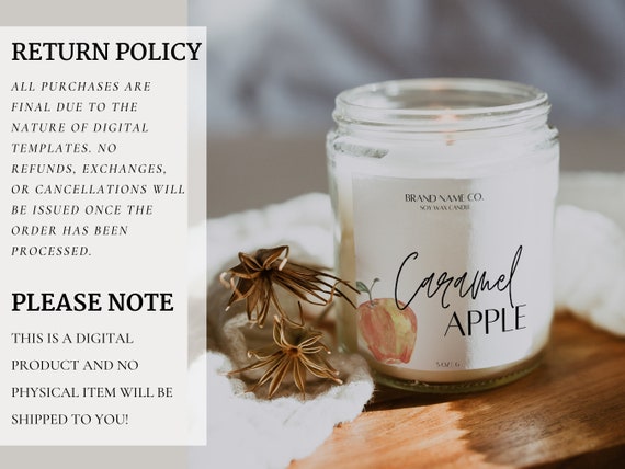 Fall Candle Label Template, Editable Candle Label Design