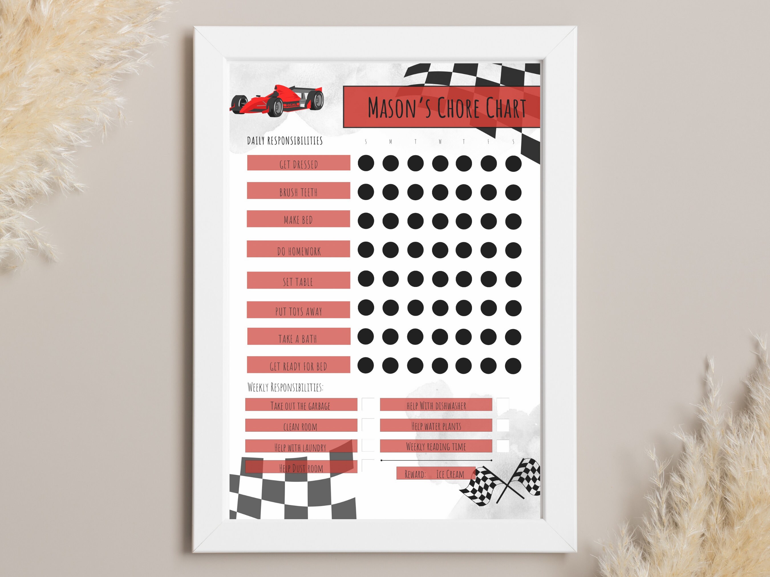 EDITABLE Race Car Chore Chart Printable Reward Chart Etsy Australia