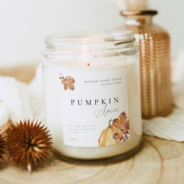 Fall Candle Label Template Editable Candle Label Design Customizable Candle Label Template Canva Template Candle Sticker Candle Jar Label