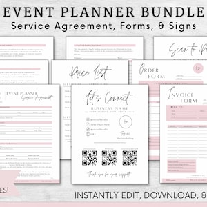 Event Planner Contract Template, Wedding Planning Service Agreement, Event Planning Client Forms, Editable Canva Form Template Forms Bundle
