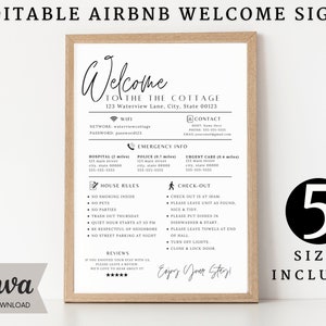 Welcome Sign for Airbnb Hosts, Vacation Rental Printable, Guest Arrival Poster, Template for VRBO, Things to Know, Beach House Rules, Wifi