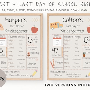 Printable Editable Back to School Sign, first day of school sign printable, first and last day of school, neutral back to school, poster