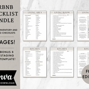 Airbnb Checklist Template Bundle, Editable Airbnb Inventory Checklist and Cleaning Checklist Templates, Airbnb Host Essentials Download