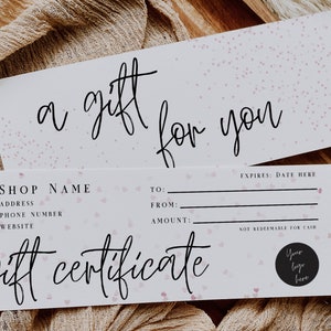 Modèle de certificat-cadeau modifiable, bon-cadeau imprimable bricolage, carte-cadeau modifiable pour la fête des mères, certificat-cadeau de salon de spa