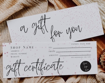 Editable Gift Certificate Template, DIY Printable Gift Voucher, Mothers day Editable Gift Card, Spa Salon Gift Certificate
