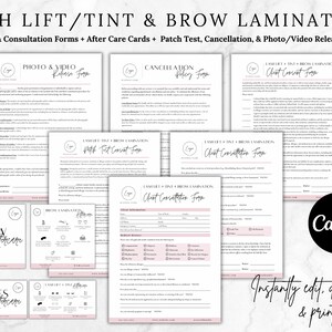 Esthetician Lash Lift and Brow Business Bundle, Lash Lift and Tint Consent Forms, Brow Lamination Templates, Beauty Salon Client Intake Form