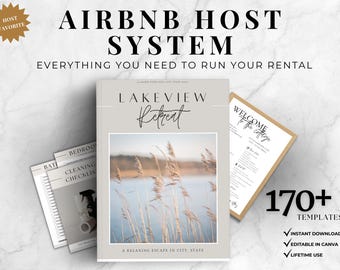 Airbnb Host Bundle | Complete STR Management System | Cleaning Checklist, Welcome Book, Guest Guide | Editable Canva Templates for Hosts