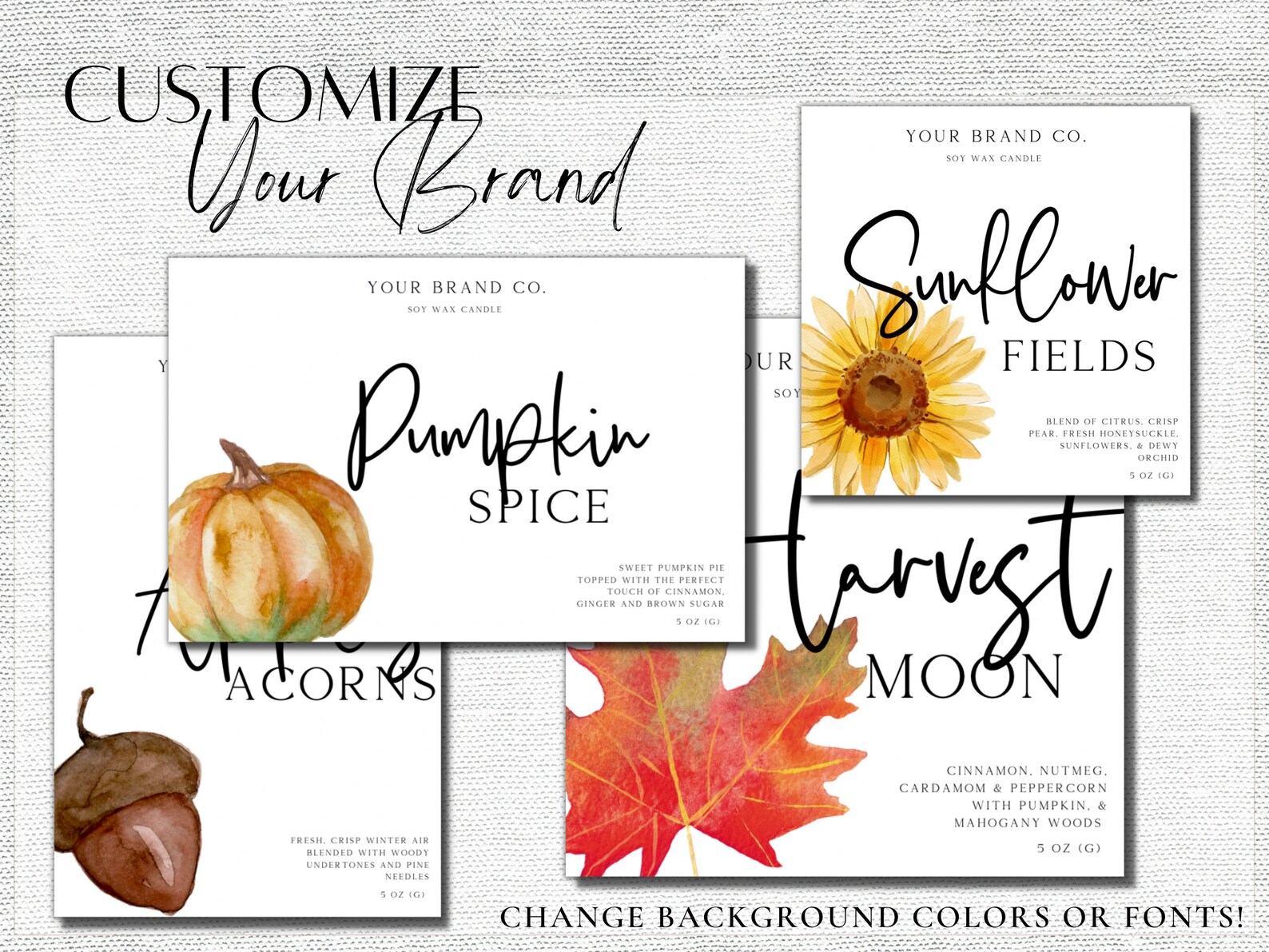 Fall Candle Label Template Editable Candle Label Design Etsy