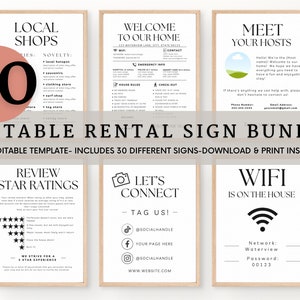 Airbnb Sign Bundle Template Airbnb Signage Signs for Rental Home Wifi Sign Airbnb Welcome Book Check out list Airbnb Host Simple Signs