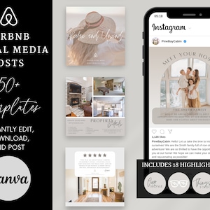 Airbnb Social Media Post Templates, Editable VRBO Instagram Template, Vacation Rental Instagram Post, Real Estate Instagram Post Template