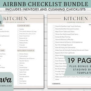 Editable Airbnb Inventory Checklist and Cleaning Checklist Templates, Airbnb Cleaning Checklist Template Bundle, Airbnb Host Essentials