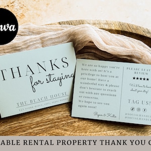 Airbnb Host Thank You Card Template, Editable Canva Airbnb Rental Marketing Template, Airbnb Host Editable Welcome Card For Guests