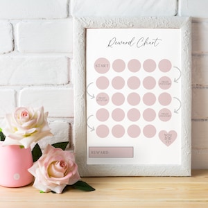 Afdrukbare volwassen beloningsgrafiek, roze gedragsgrafiek, dagelijkse karweigrafiek, kinderen volwassen routinestickergrafiek, schattige beloningskarweigrafiek voor kinderen