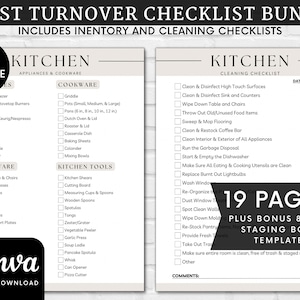 Airbnb Cleaning Checklist Template Bundle, Editable Airbnb Inventory Checklist and Cleaning Checklist Templates, Airbnb Host Essentials