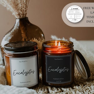 Modern Candle Label Template Editable Candle Label Design Customizable Candle Label Template Candle Sticker Minimal Label Design