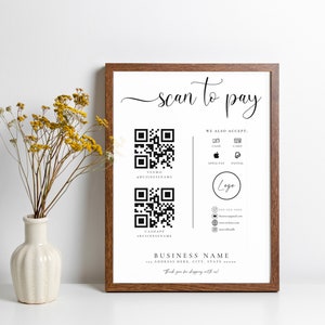 Printable Payment Sign, QR Code Sign Template, Scan to Pay Sign ...