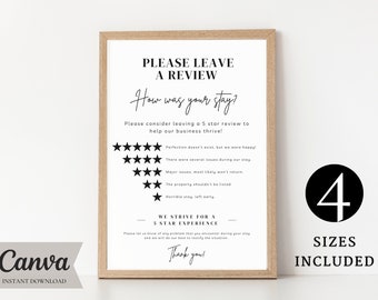 5 Star Rating Explanation Sign Template, Editable Airbnb Star Rating System Explained, Airbnb Sign Template Canva, Vacation Rental Owners