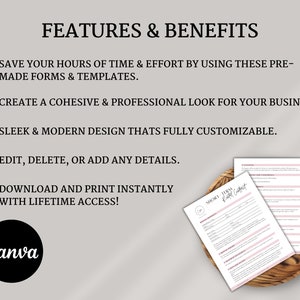 Short-term rental Airbnb contract template with sections for renter information, rental period, rules and restrictions, payment details, security deposit, and more. The form is organized with clear headings & customizable fields for editing in Canva.