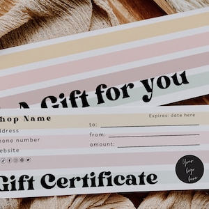 Retro Gift Certificate Template, DIY Printable Gift Voucher Certificate, Editable Gift Card, Spa Gift Certificate, Printable Template