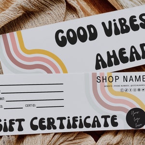 Retro Gift Certificate Template, DIY Printable Gift Voucher Certificate, Editable Gift Card, Spa Gift Certificate, Salon Template