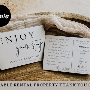 Airbnb Host Thank You Card Template, Editable Canva Airbnb Rental Marketing Template, Airbnb Host Editable Welcome Card For Guests