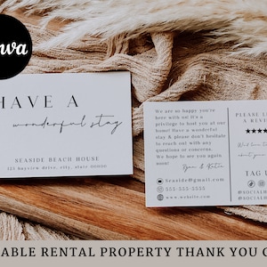 Airbnb Host Thank You Card Template, Editable Canva Airbnb Rental Marketing Template, Airbnb Host Editable Welcome Card For Guests