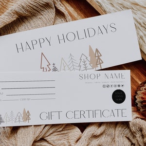 Holiday Gift Certificate Template, DIY Printable Gift Voucher, Christmas Editable Gift Card, Spa Salon Gift Certificate, Canva Template