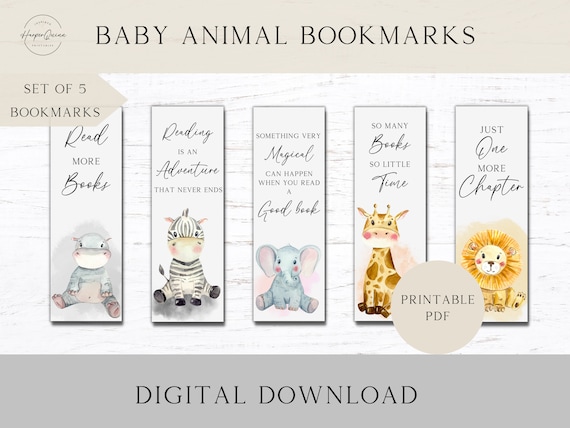 Printable Bookmarks for Kids Animal Bookmarks Cute - Etsy