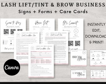 Brow Lamination Lash Lift Tint Forms Editable Lash Consent Templates Brow Lash Tech Consultation Esthetician Forms Lash Intake Consent Form