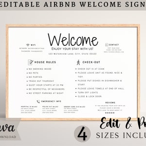 Airbnb Welcome Sign Template, Vacation Rental Printable, Editable Airbnb Template, Guest Arrival Poster, Things to Know, House Rules, VRBO