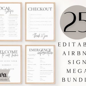 Airbnb Sign Bundle Template, Editable Airbnb, Signs Rental Home, Wifi Sign, Airbnb Welcome Book, Check out list, Airbnb Host, Simple Signs