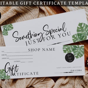 Gift Certificate Template, Printable Gift Voucher, Editable Gift Certificate, Printable Gift Card, Coupon Marketing Certificate, spa voucher