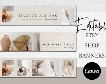 Lot graphique minimaliste de la boutique Etsy, modèle de bannière Etsy, image de marque de la boutique Etsy bricolage, bannière Etsy modifiable, curseur de la boutique Etsy, kit de marque