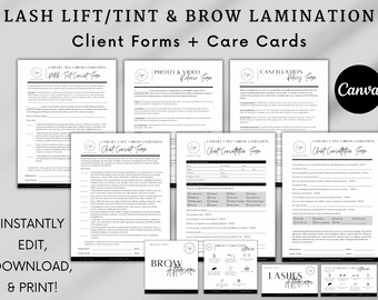 Lash Lift and Brow Lamination Templates, Lash Consent & Liability Forms, Editable Esthetician Forms, Beauty Salon Forms Canva Templates