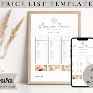 Price List Template Small Business Price List Editable Price Sheet Pricing List Salon Price List Price Sheet Spa Pricing Flyer Pricing Guide