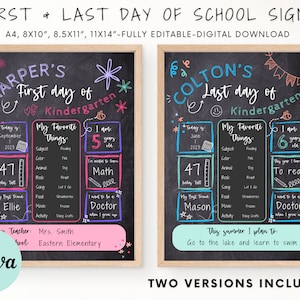 Editable Chalkboard First Day of School Sign, First Day of Kindergarten, 1st Day of Preschool, Back to School Sign, Reusable School Sign