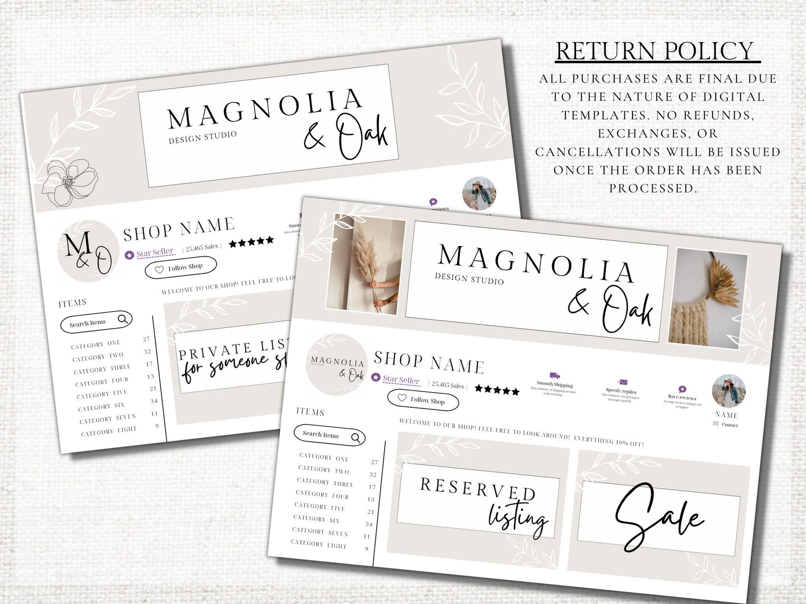 Minimal Etsy Shop Banner Neutral Etsy Cover Template DIY Etsy